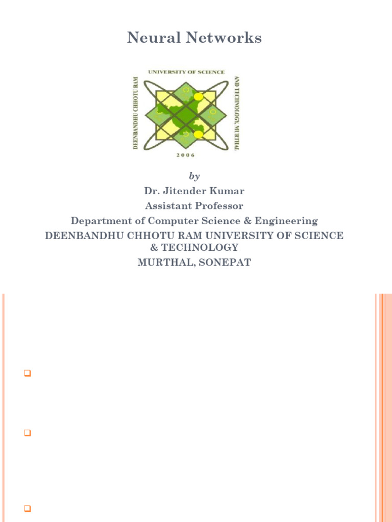 Unit 3 Neural Networks | PDF | Machine Learning | Neuron