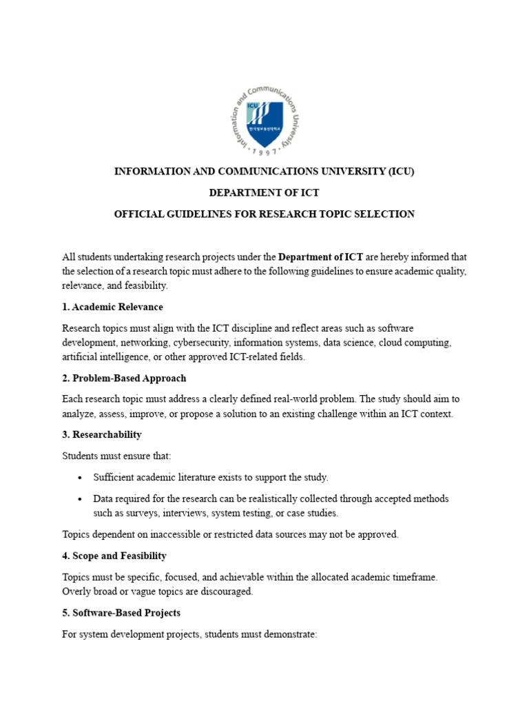 Guidelines For Research Topic Selection | PDF | System | Information ...