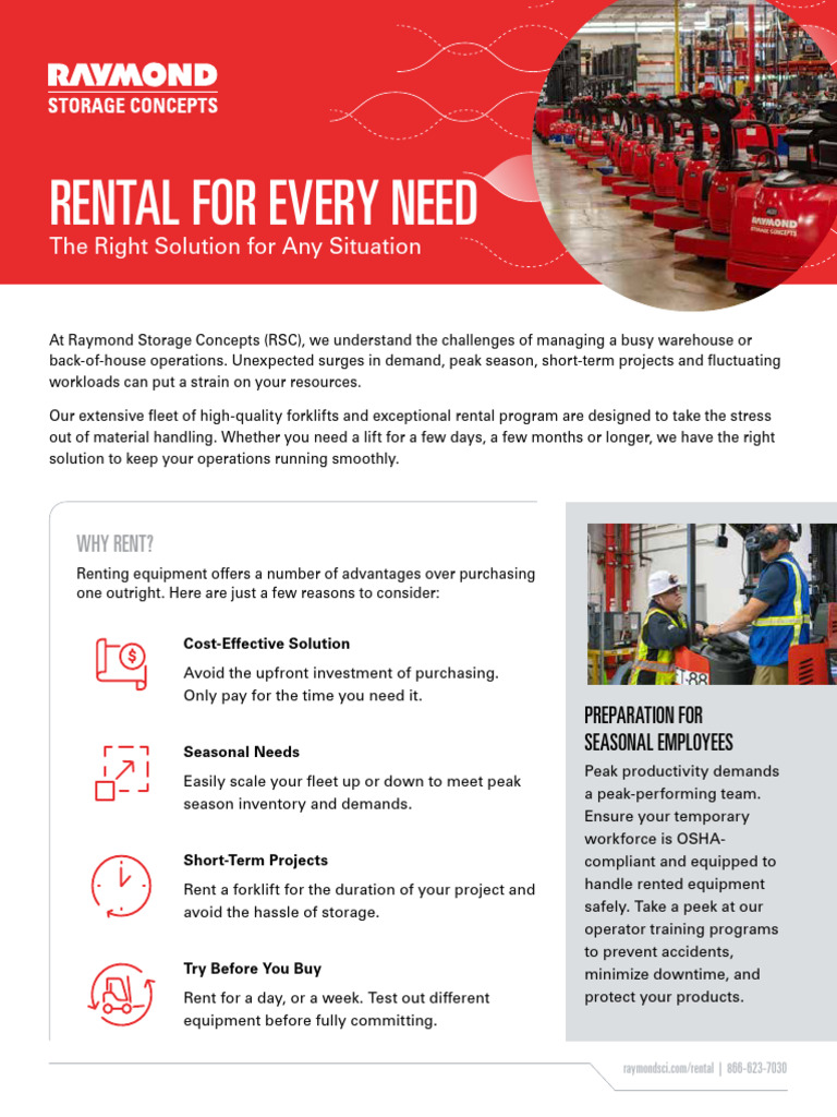 RSC Rental Sell Sheet | PDF | Forklift
