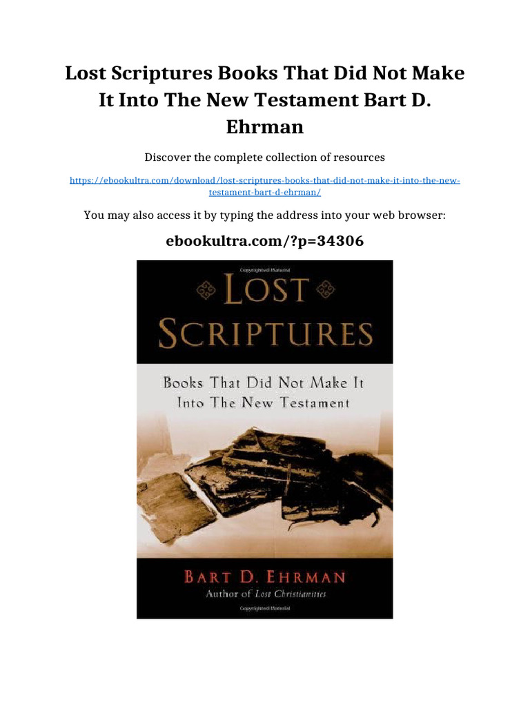 Lost Scriptures Books that Did Not Make It into the New Testament Bart ...