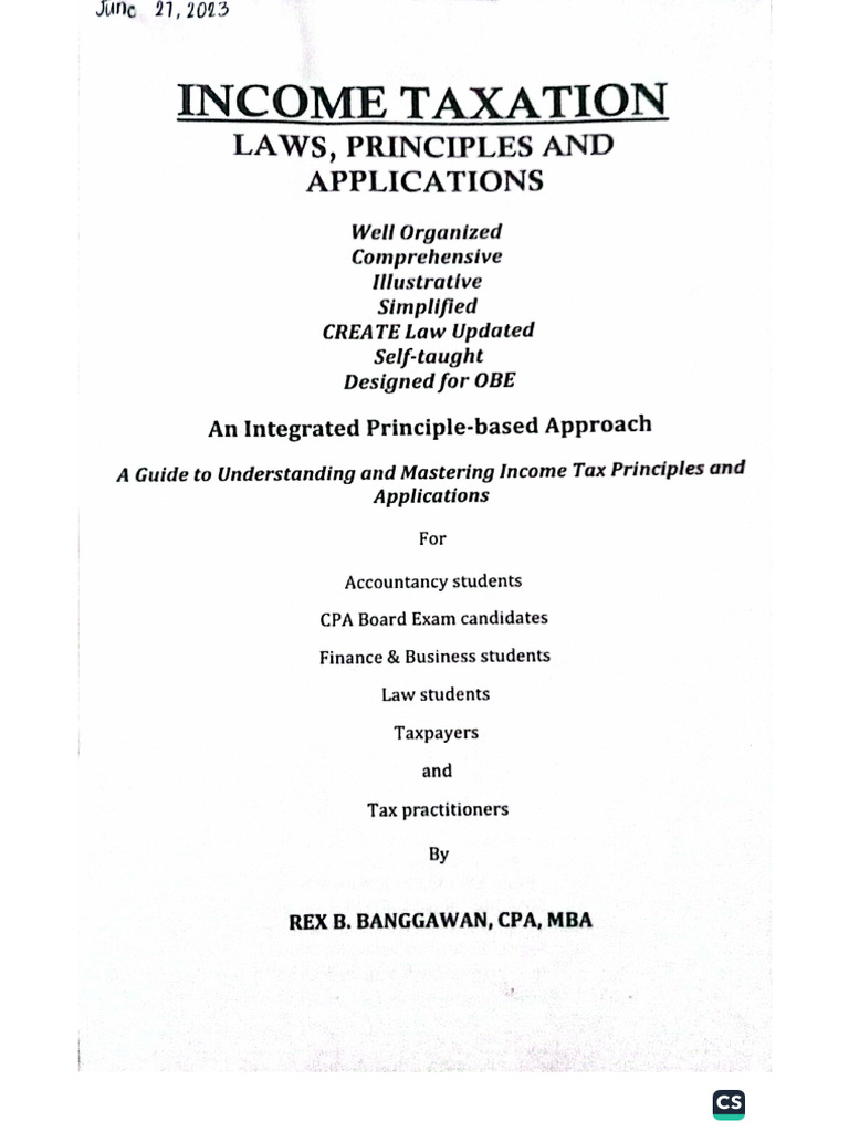Income Taxation 2023 by Rex Banggawan 3 | PDF