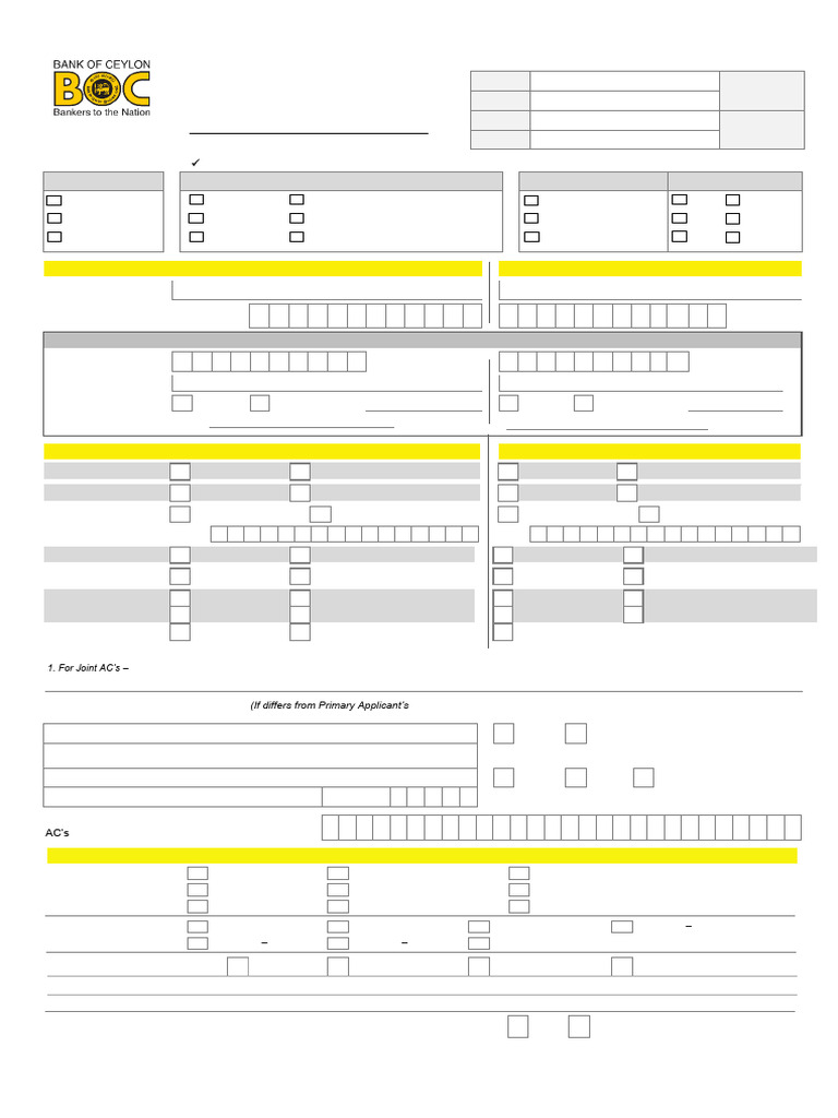 Boc Account Opening Application Form en | PDF | Banks | Transaction Account