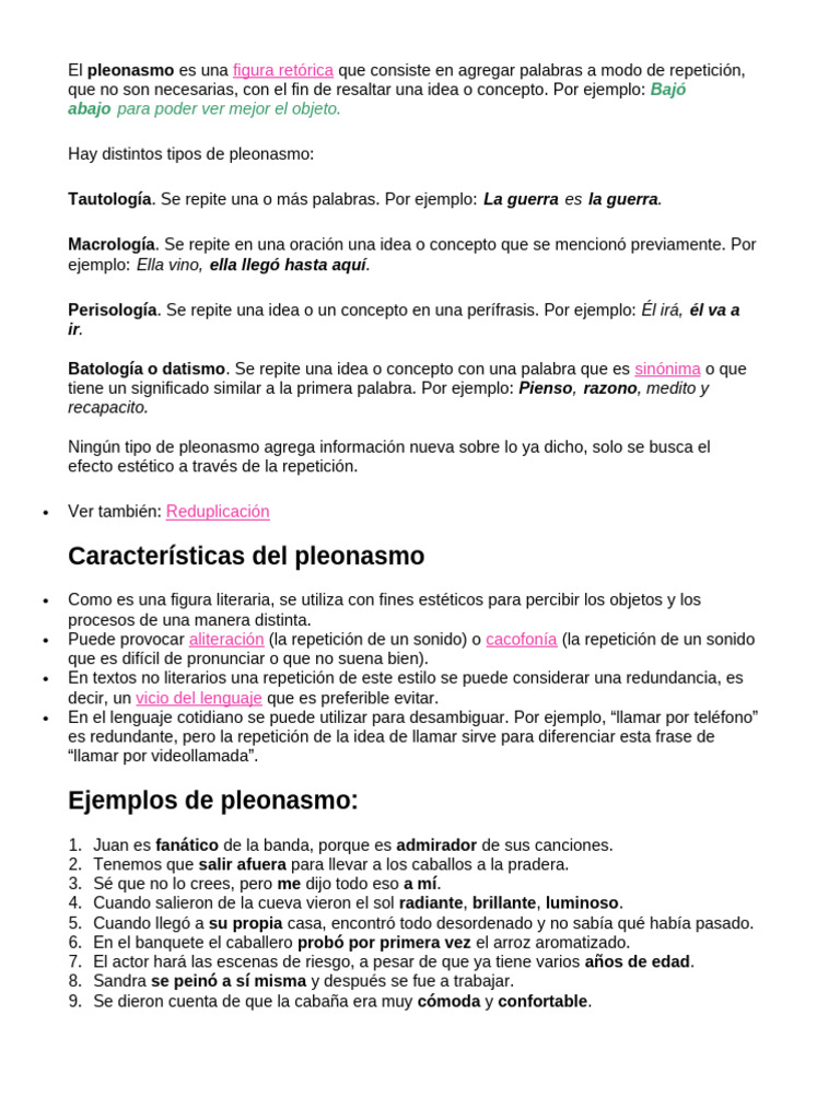 Pleonasmos | PDF | Lingüística
