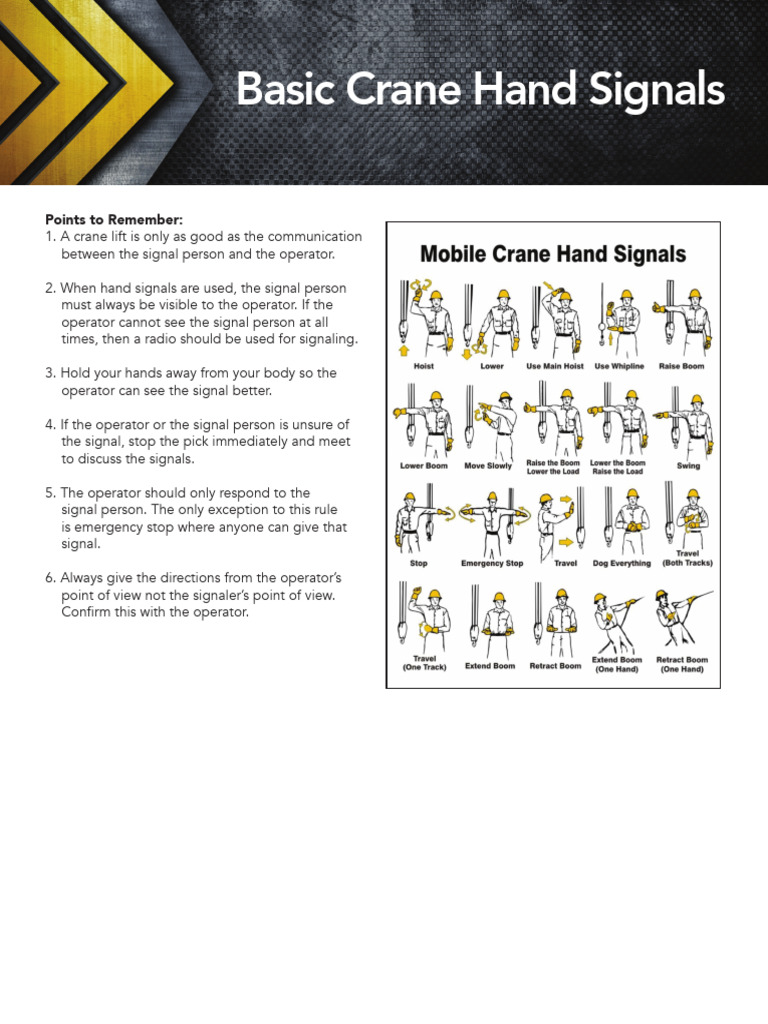 Basic Crane Hand Signals Toolbox Talk 1 | PDF