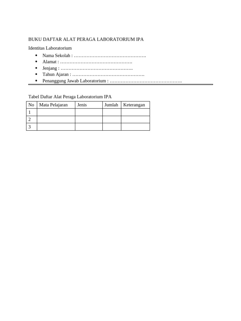 Contoh Buku Administrasi Laboratorium Ipa EDM Poin D | PDF