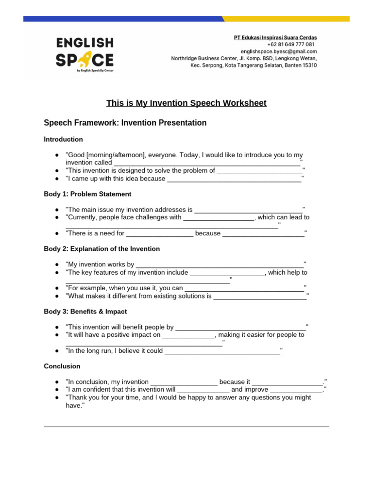 This Is My Invention Speech Worksheet | PDF | Biodegradation | Plastic
