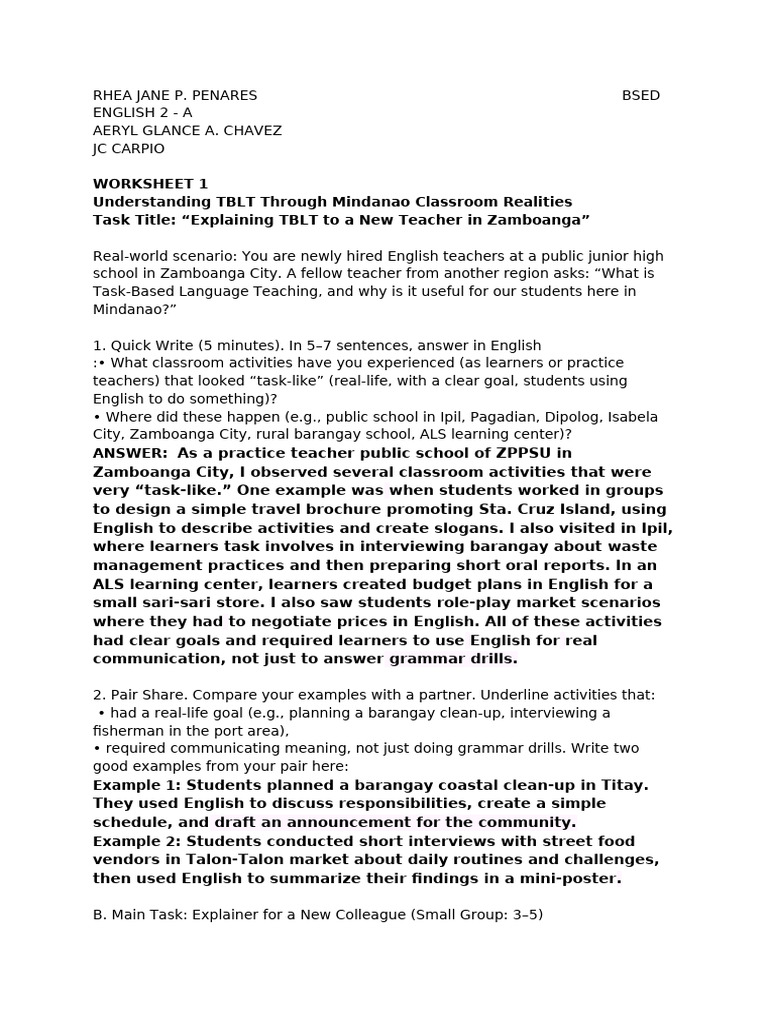 Ell 4 TBL Worksheet. 2.0 | PDF | Learning | Cognitive Science