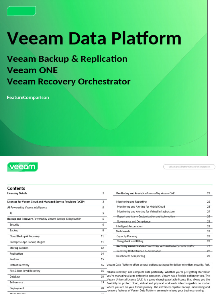 Veeam Data Platform Feature Comparison | PDF | Backup | Cloud Computing