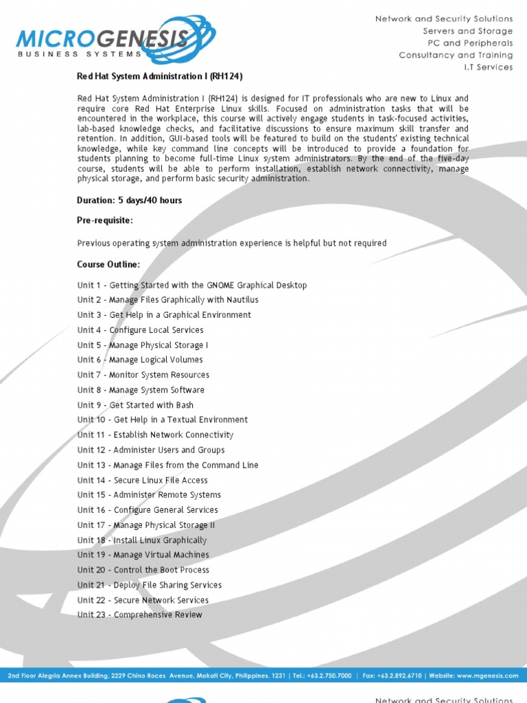 Course Outline | PDF | System Administrator | Linux