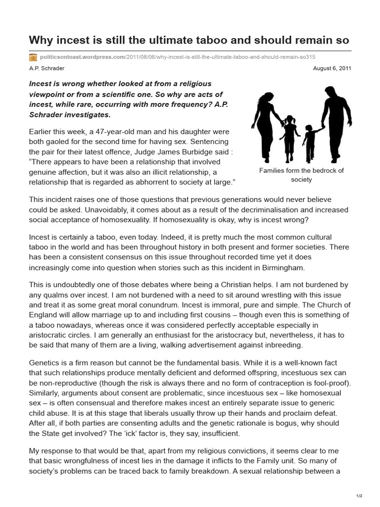 Why Incest Is Still The Ultimate Taboo And Should Remainso Pdf 