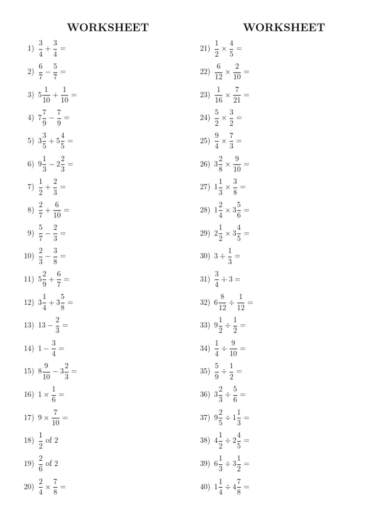 Worksheet1 Copy 2 | PDF | Multiplication | Abstract Algebra