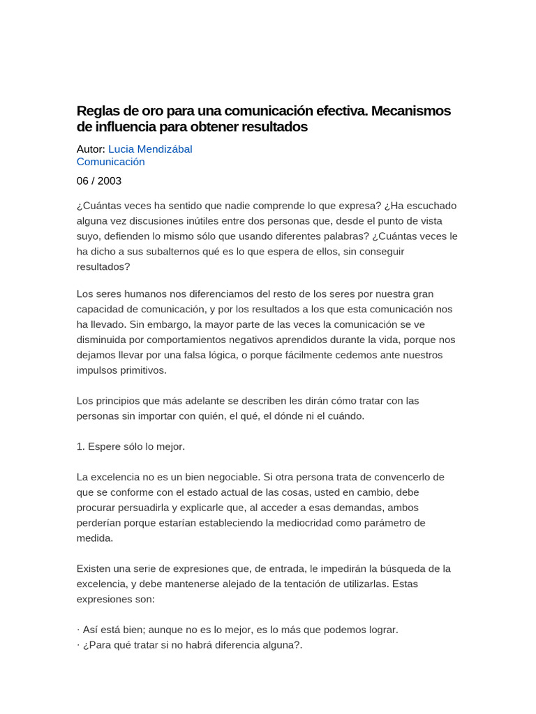 Reglas de Oro para Una Comunicación Efectiva | PDF | Ira
