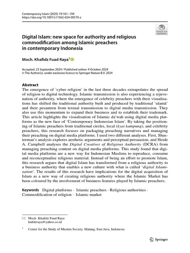 Raya - 2025 - Digital Islam New Space For Authority and Religious ...