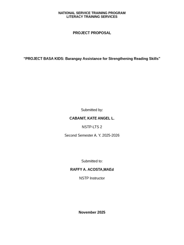 NSTP Project Proposal | PDF | Phonics | Literacy