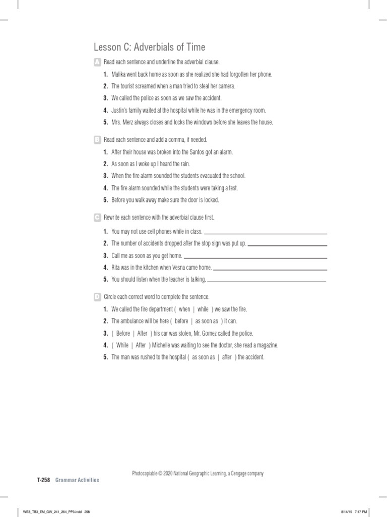 World English 3e Level 3 Grammar Activities Unit 9 Lesson C | PDF ...