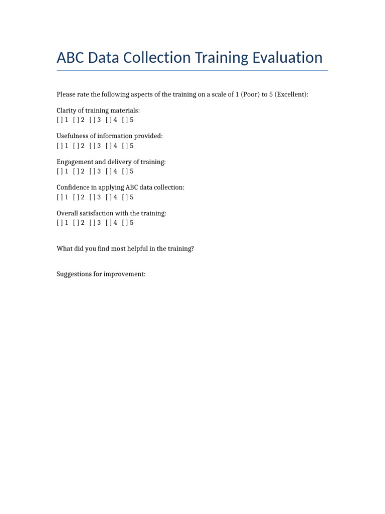ABC Training Evaluation Form | PDF