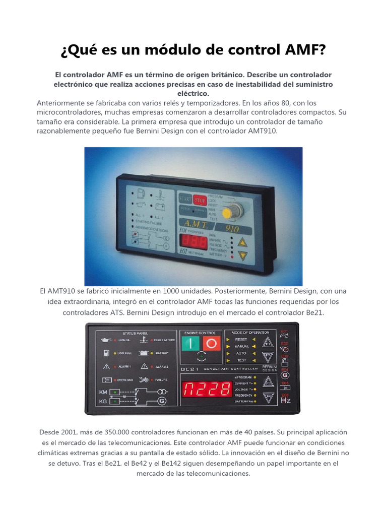 Que Es Un Modulo de Control AMF | PDF | Relé | Generador eléctrico