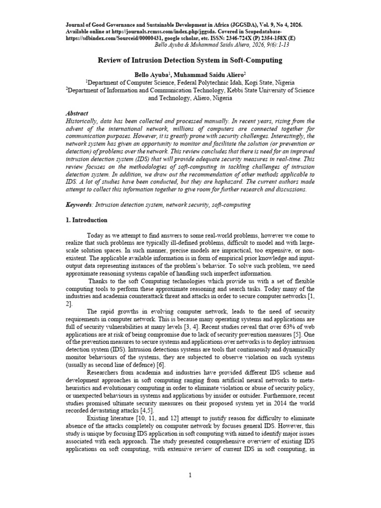 Review of Intrusion Detection System in Soft-Computing | PDF | Support ...