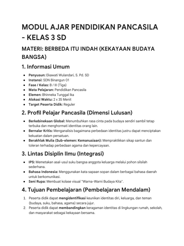 Modul Ajar Pendidikan Pancasila Sub 2 | PDF