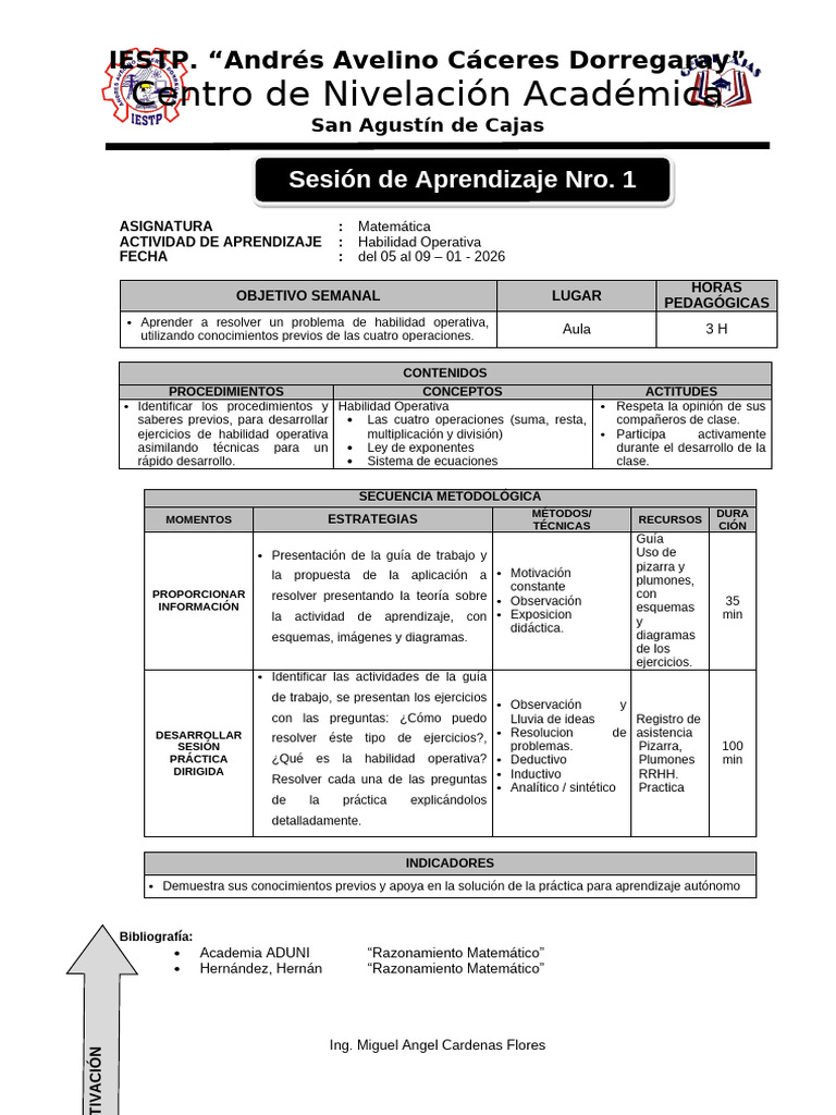 Sesión de Aprendizaje Semana 1 2026 | PDF | Aprendizaje | Ciencia cognitiva