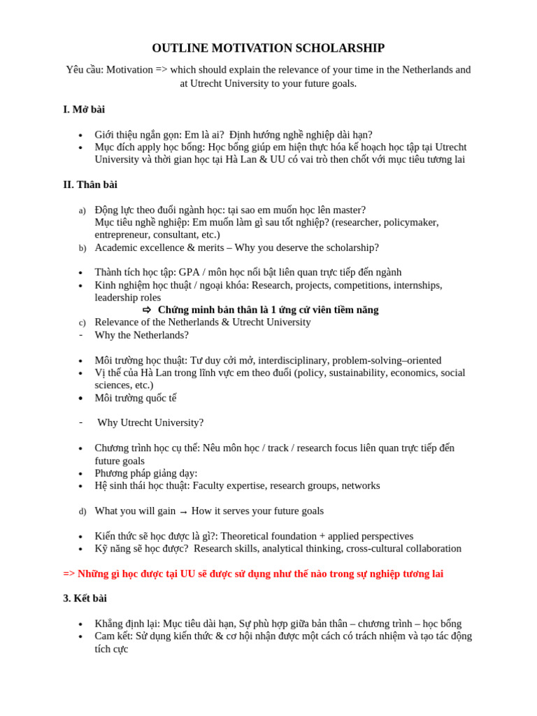 Outline Motivation Scholarship | PDF