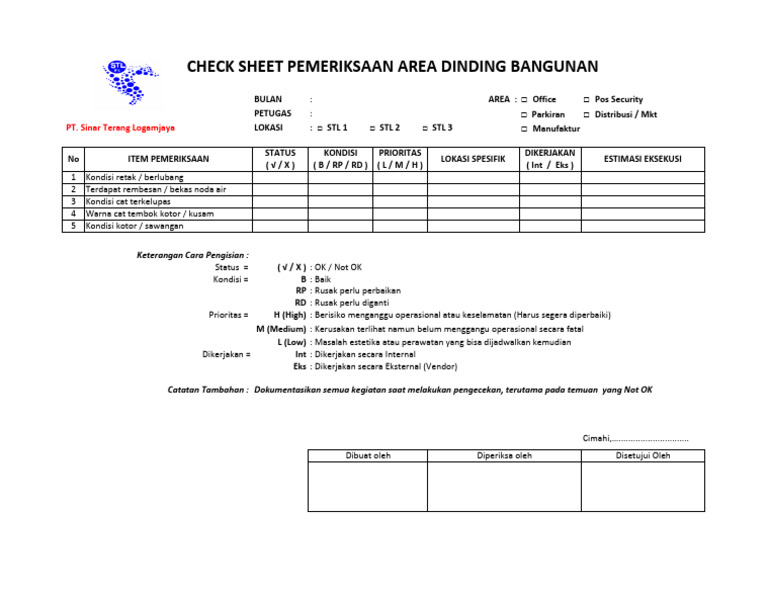 Cheeksheet Pemeriksaan Dinding Bangunan | PDF