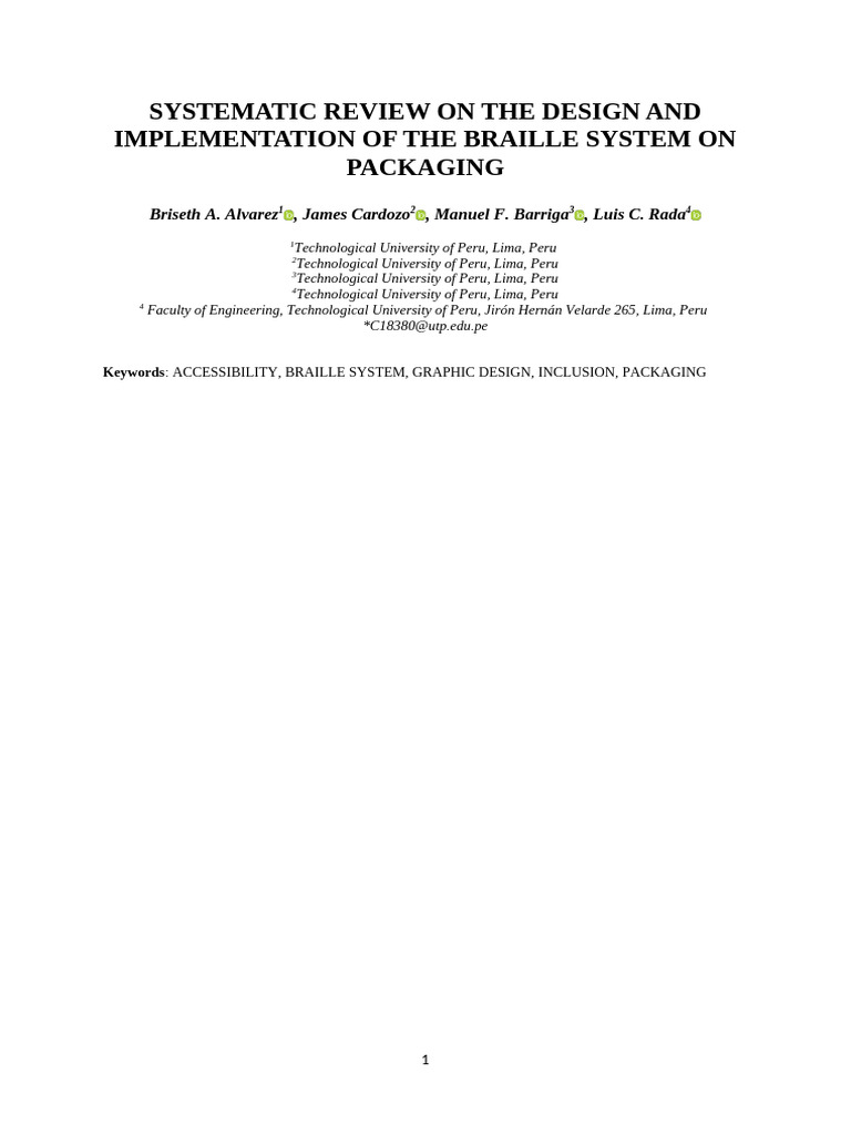 Systematic Review On The Design and Implementation of The Braille ...