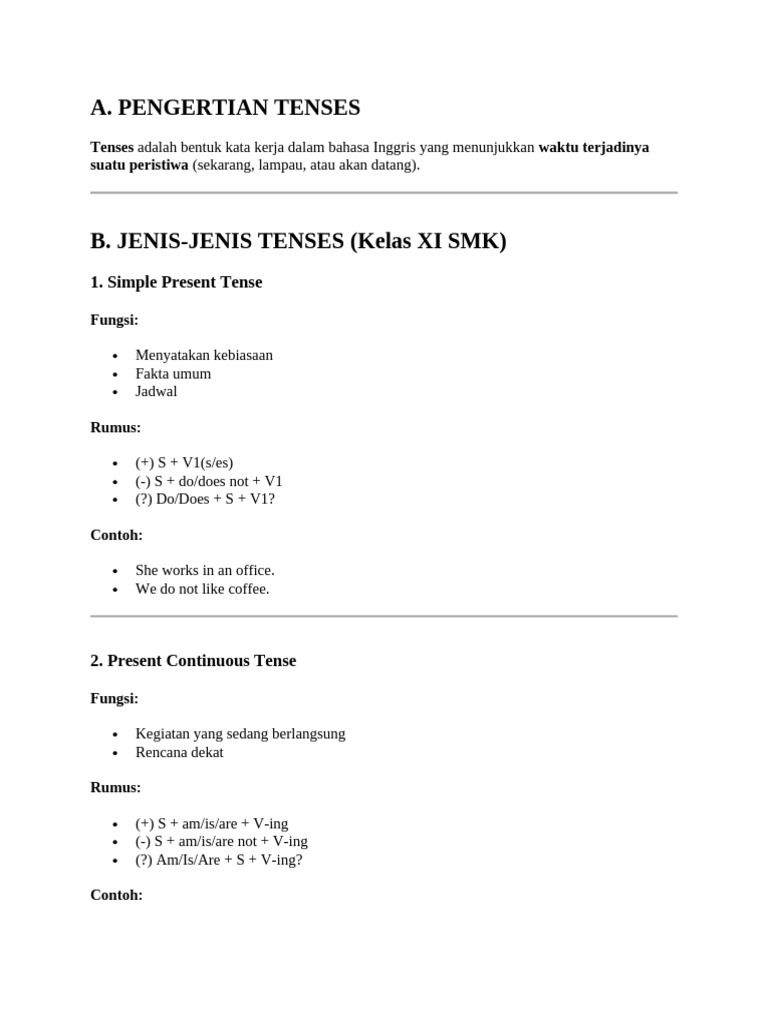 Review Tenses XI | PDF