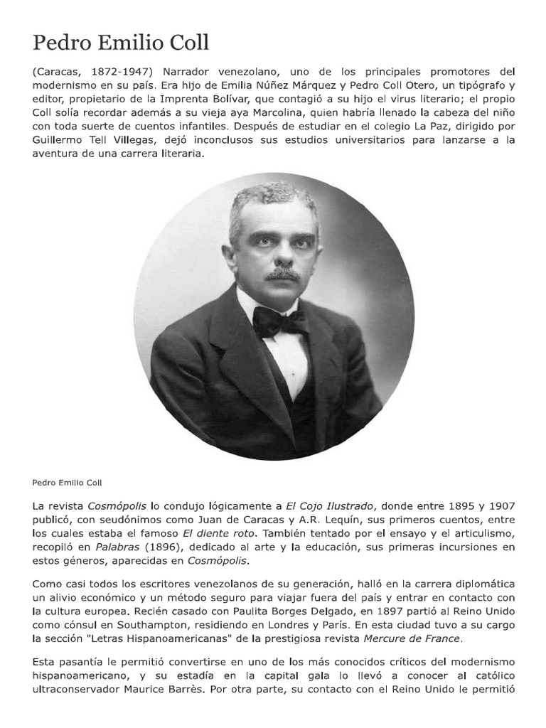 Biografia de Pedro Emilio Coll | PDF