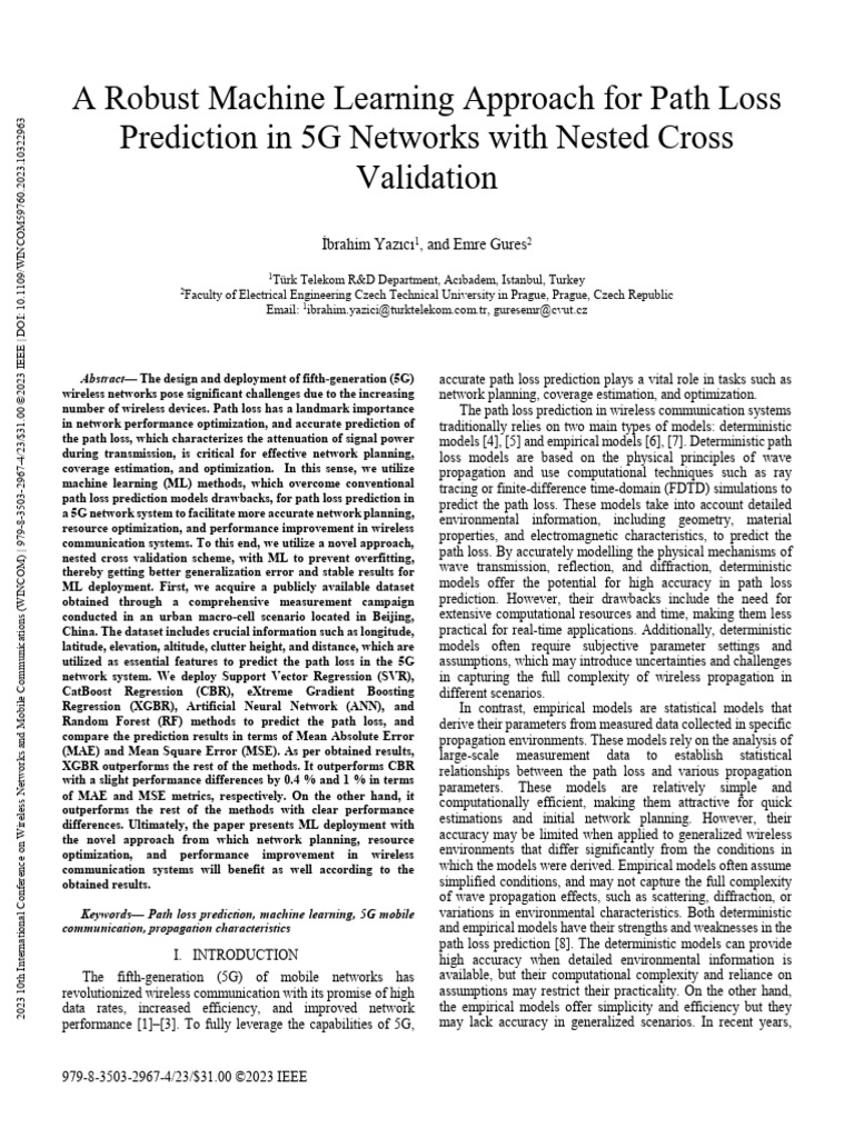 A Robust Machine Learning Approach for Path Loss Prediction in 5G ...