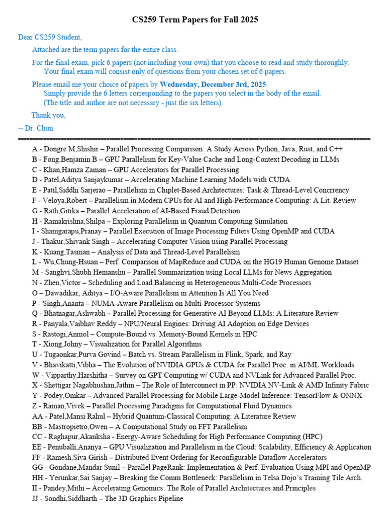 CS259 - Term Papers | PDF | Parallel Computing | Thread (Computing)