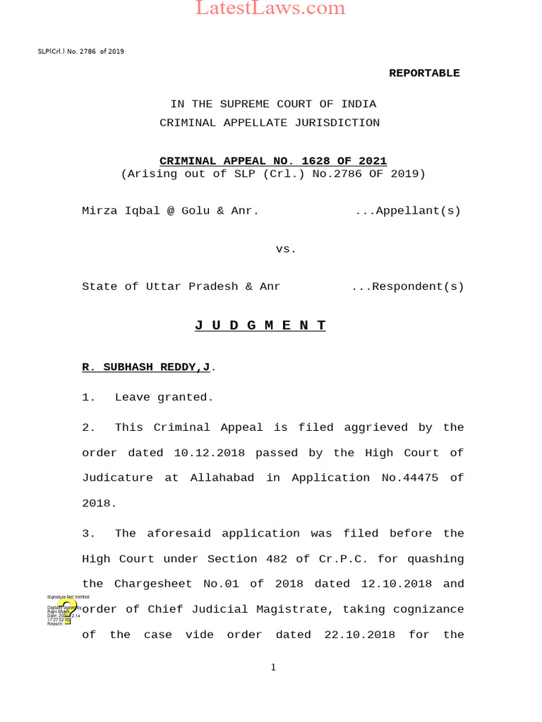 032 (Mirza Iqbal at Golu & Anr Vs State of Uttar Pradesh & Anr) | PDF ...