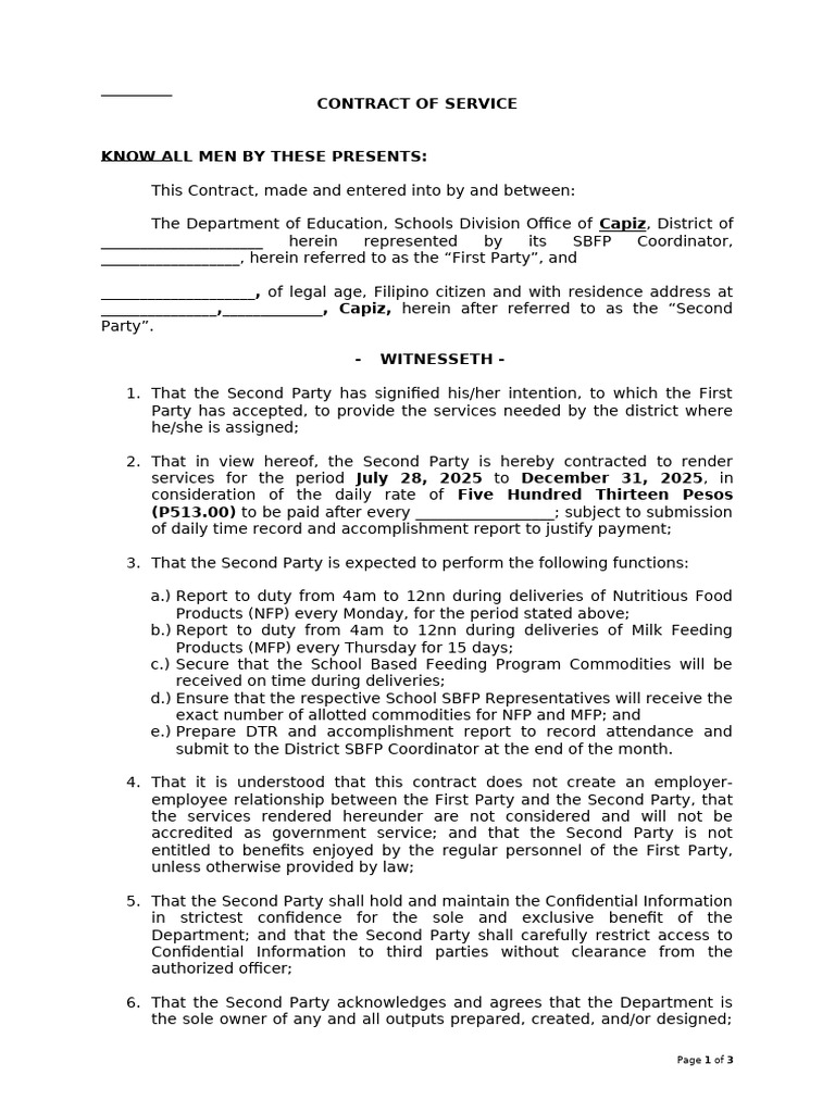 3 - Sample Contract-feeding.docx - Copy | PDF | Government | Justice
