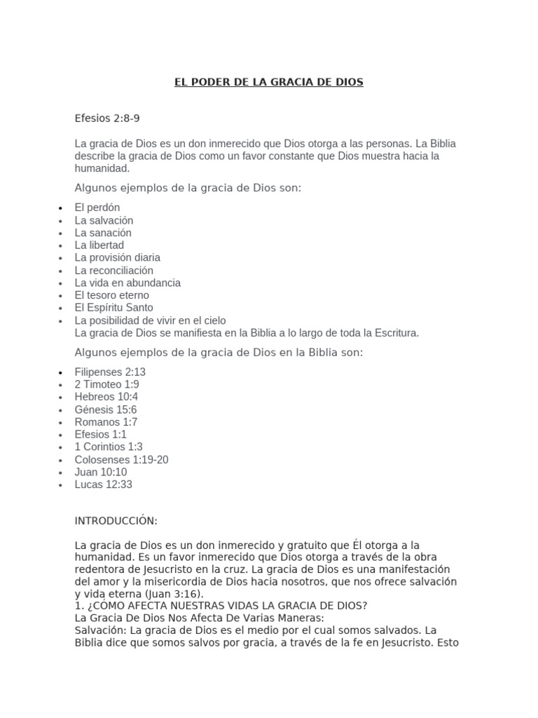 El Poder de La Gracia de Dios | PDF | Gracia divina | Salvación