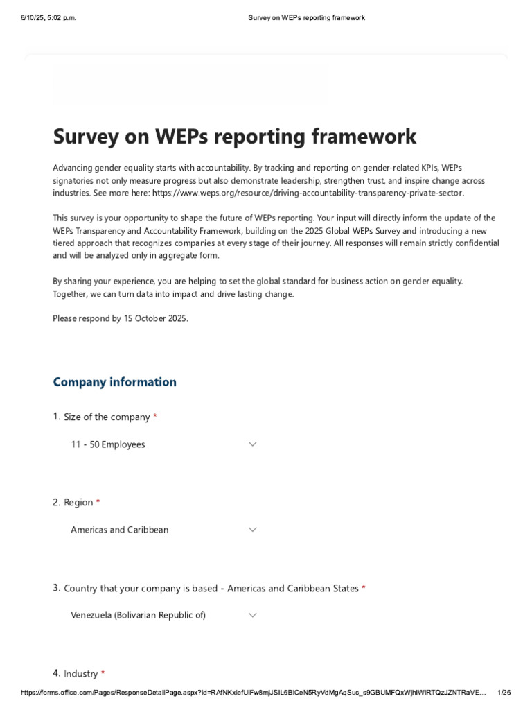Survey On WEPs Reporting Framework | PDF