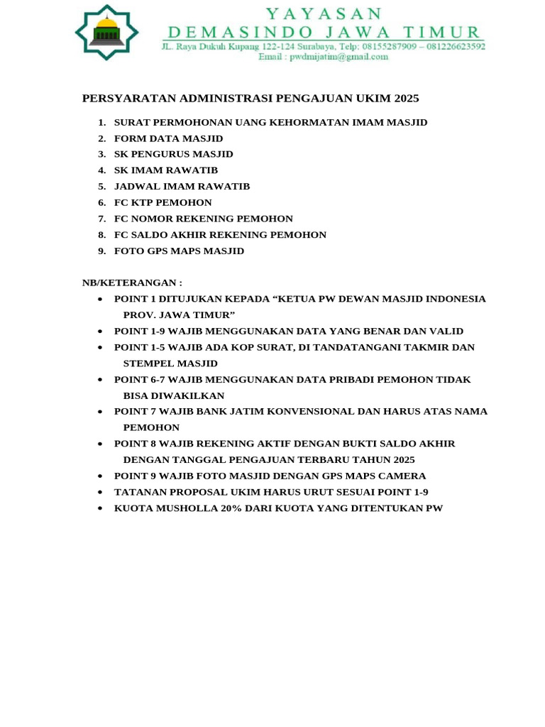 Form Persyaratan Pengajuan Ukim 2025 | PDF