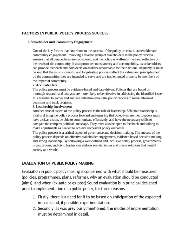 Factors in Public Policy Process Success | PDF | Government Spending ...