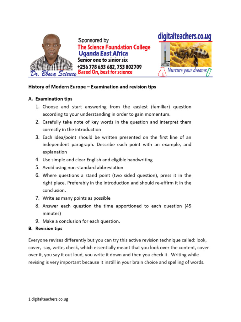 History Examinaton Tips | PDF