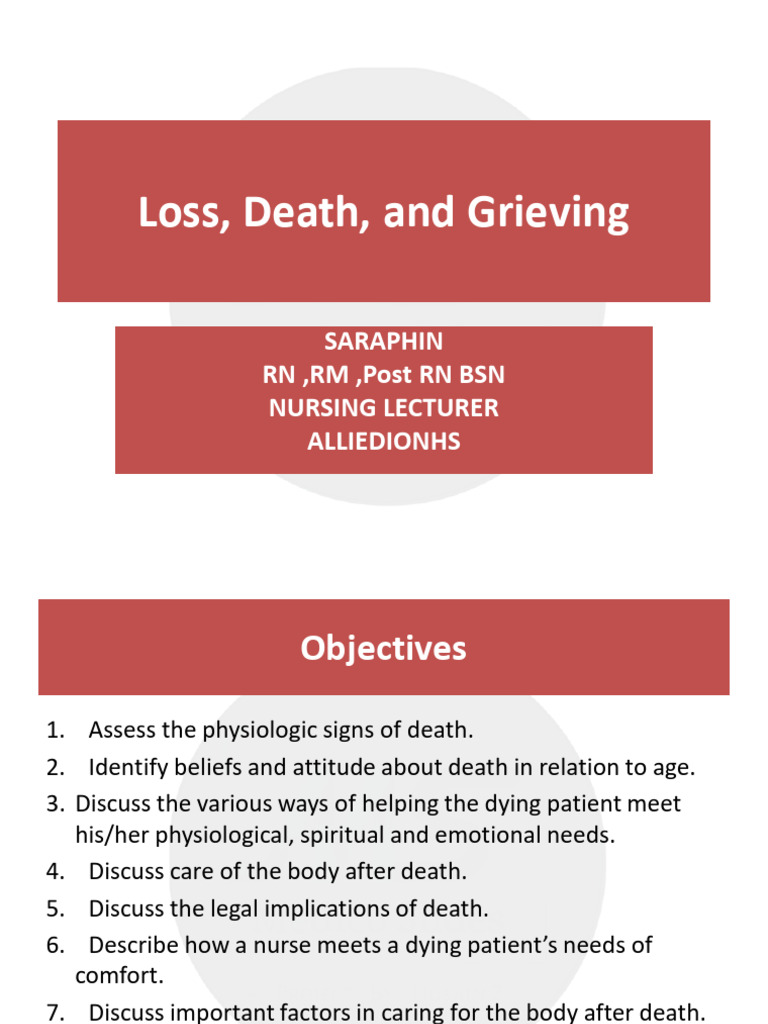 Unit 10 Concept of Loss & Grieving and Death and Dying | PDF | Grief ...