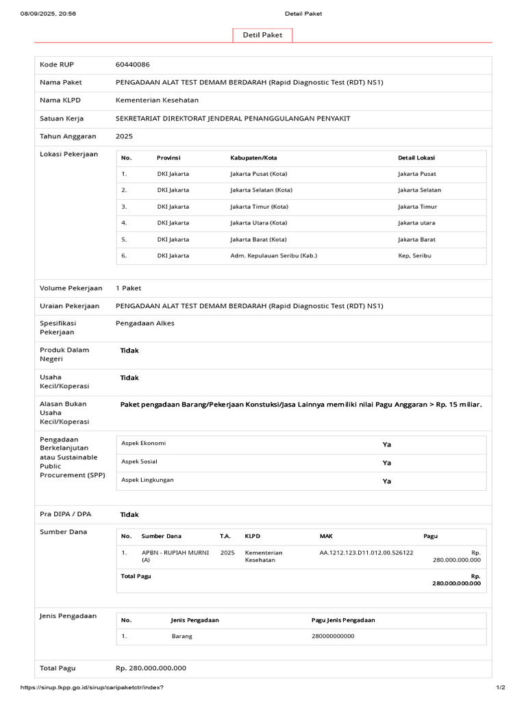 Alat Test Demam Berdarah Rapid Diagnostic Test RDT Ns1 | PDF