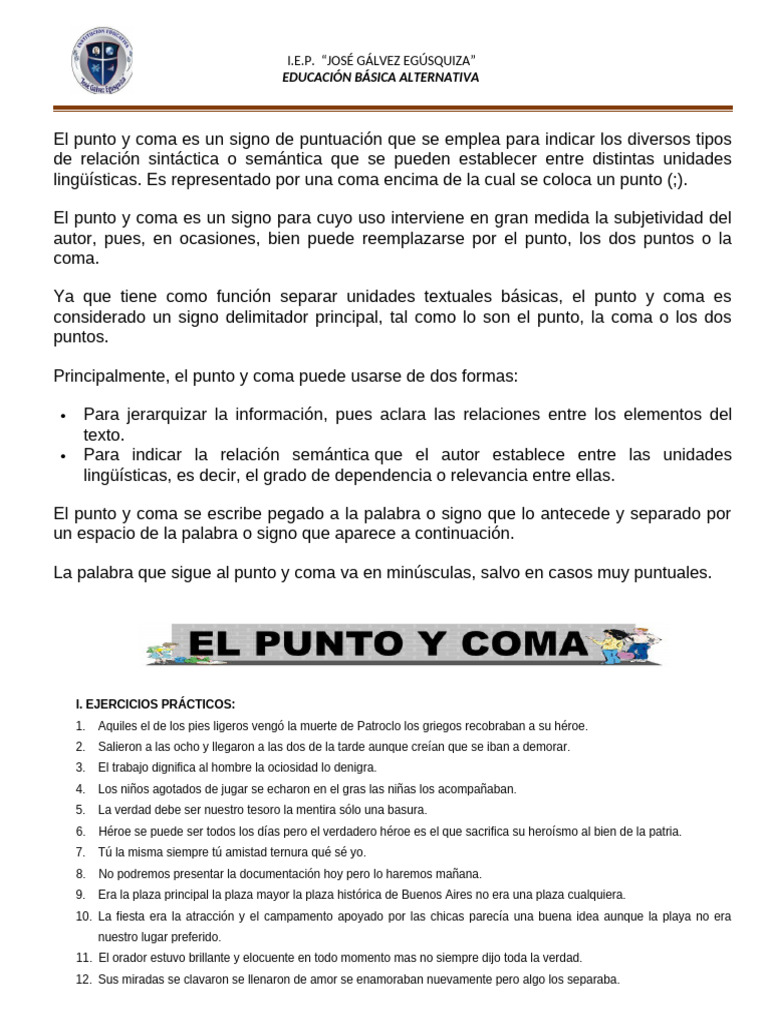 El Punto y Coma | PDF | Mecánica del lenguaje