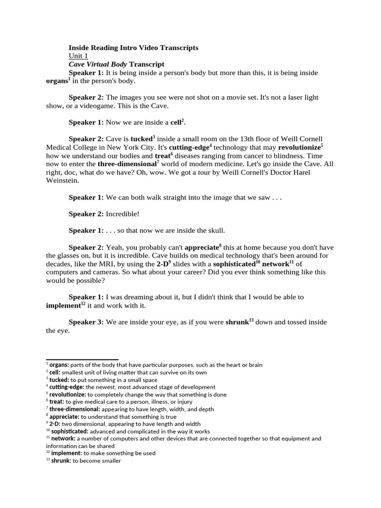 Inside Reading Intro Video Transcripts-1-2-4 | PDF | Daylight Saving Time