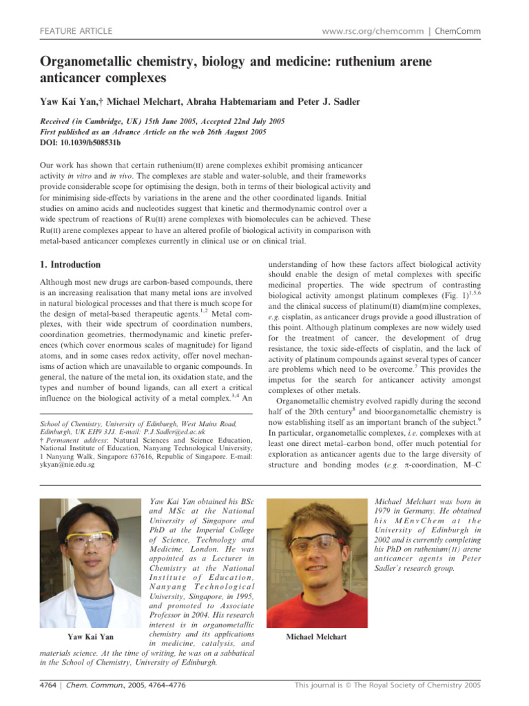Sadler Chem Comm 2005 | PDF | Coordination Complex | Ligand