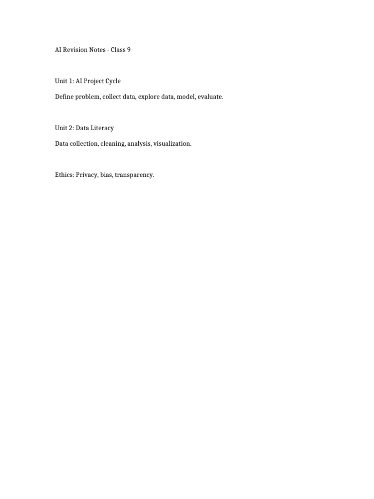 AI Revision Notes Class9 | PDF