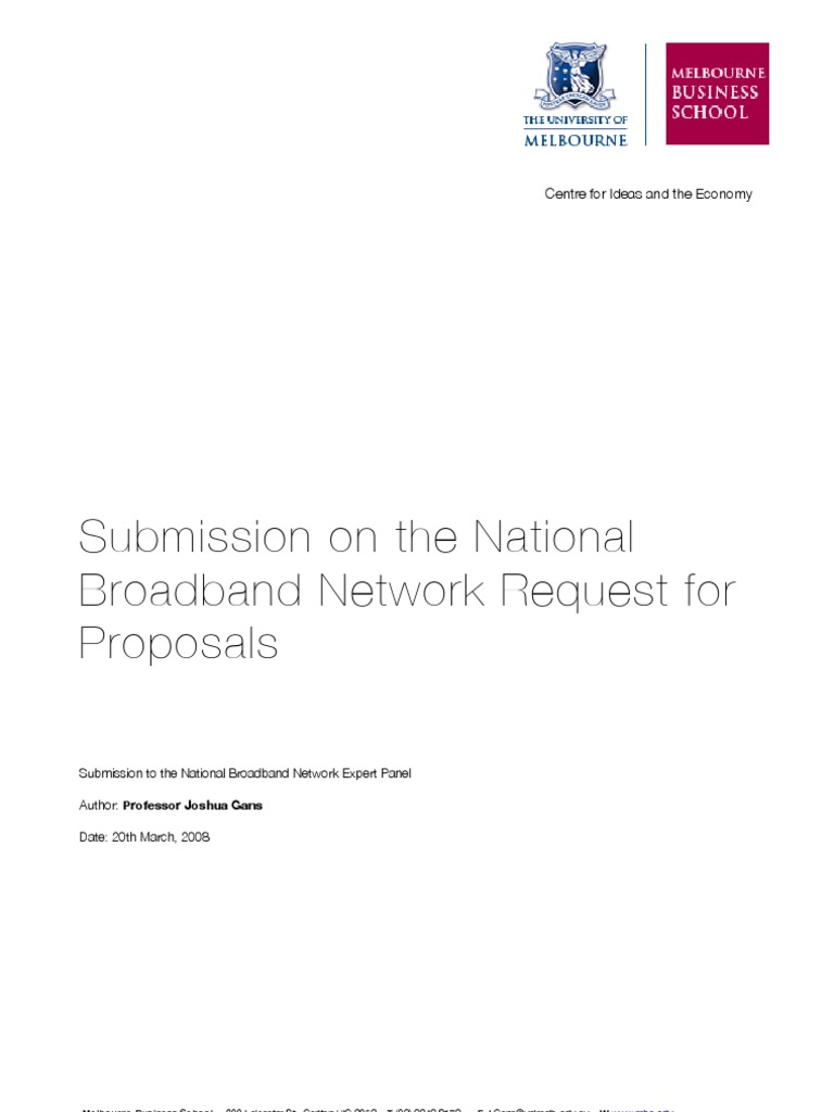 Submission On The National Broadband Network Request For Proposals ...