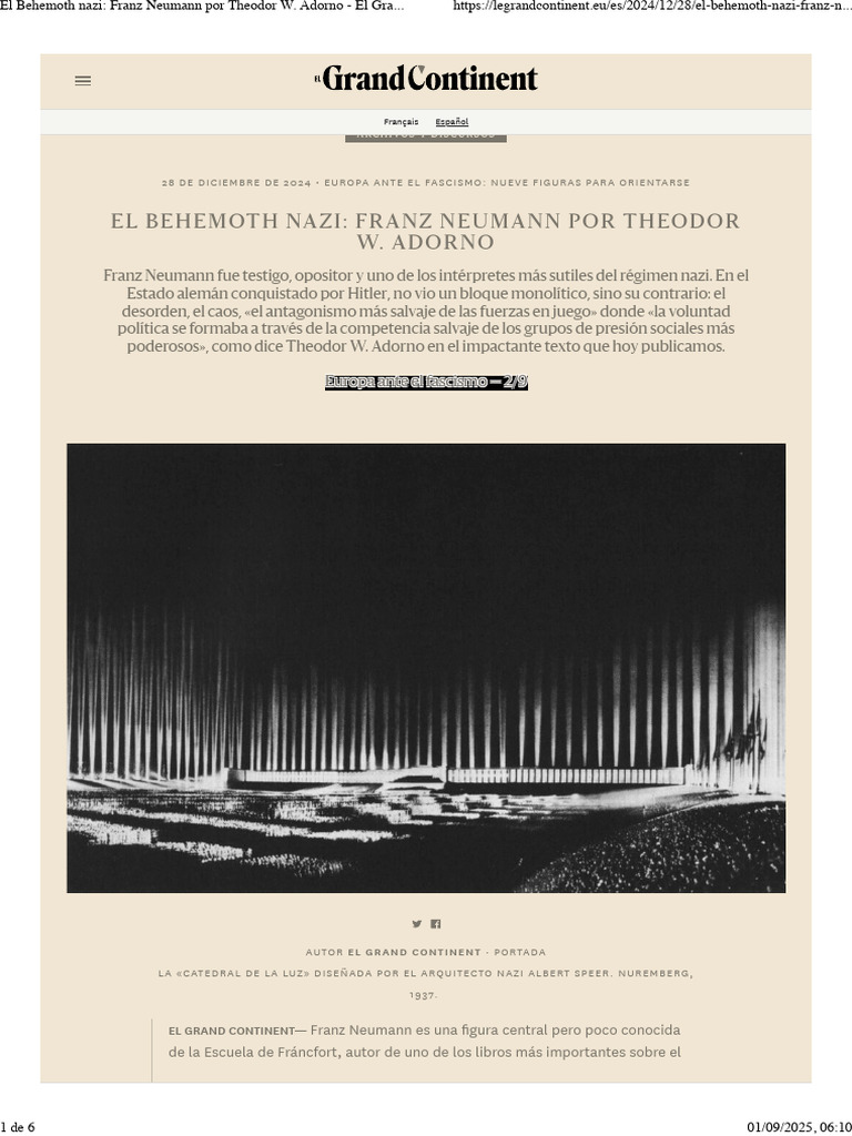 El Behemoth Nazi - Franz Neumann Por Theodor W. Adorno (El Grand ...