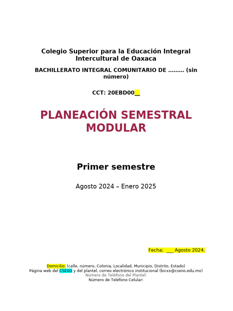 Planeacion Semestral Modular - 24 - 25-1 | PDF | Maestros