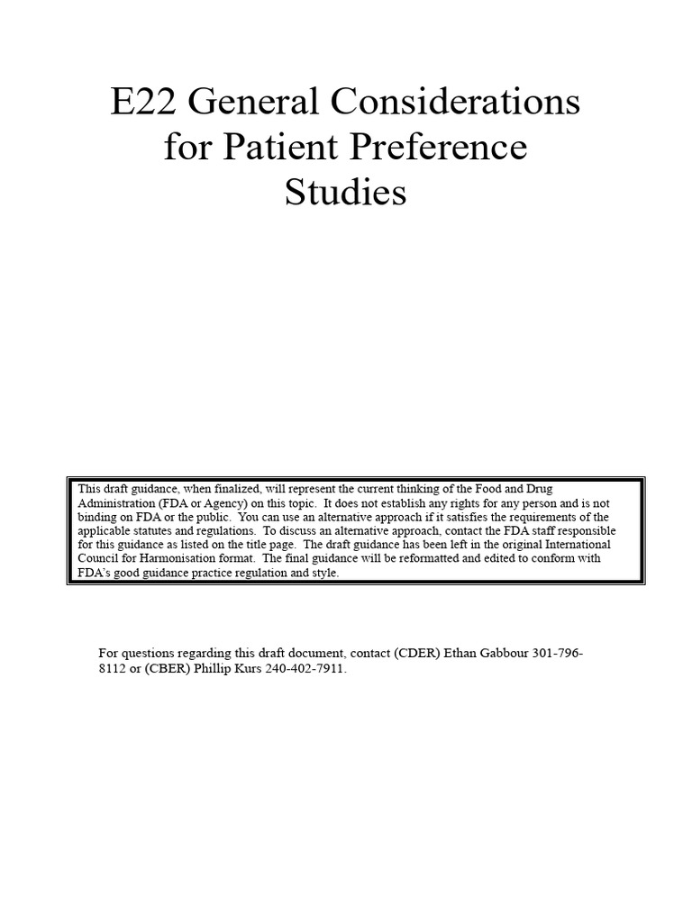 64185136dft E22 General Considerations For Patient Preference Studies ...
