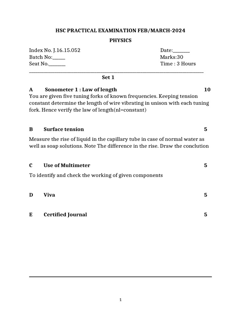 HSC Board Phy Practical Slip | PDF | Oscillation | Logic Gate