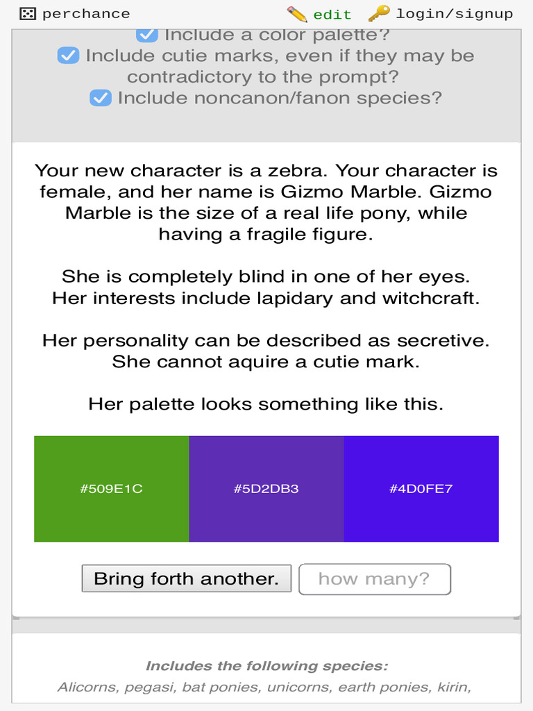 MLP OC Generator Perchance | PDF